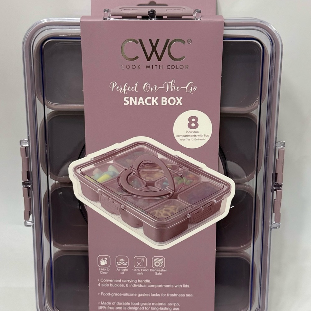 CWC Purple Snackle Box 8 Compartment Snack Box Sealed To Go Container New